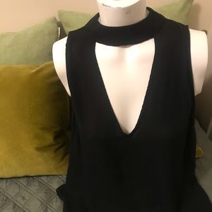 V Neck Choker Cutout Shirt.